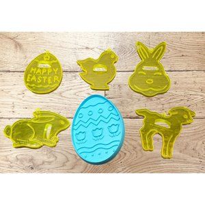Vintage Easter Cookie Cutters Lot of 6 Egg Bunny Chick Lamb Amscan Hallmark